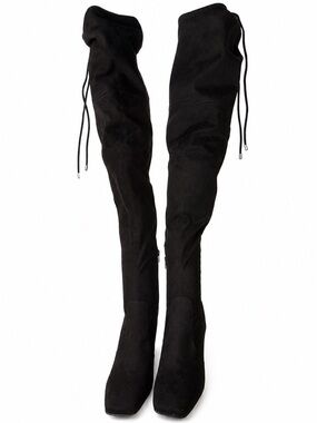 Unisa Black Over The Knee Stretch Boots Block Heel Size 10 Black Boots